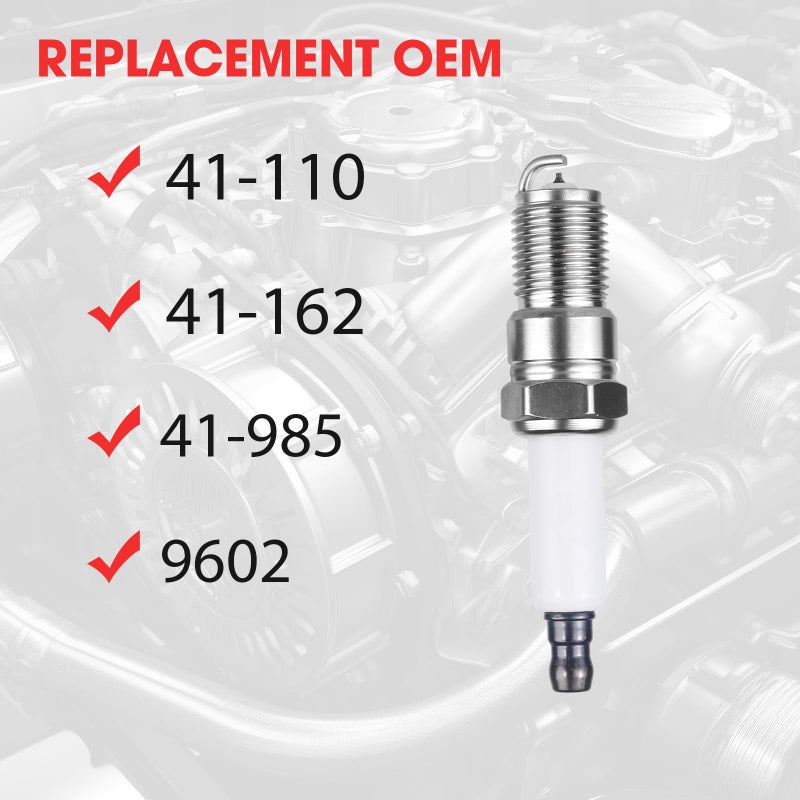 8 قطع شمعات إشعال إيريديوم تحل محل OEM # 41-110 41-162 41-985 9602 19417055 متوافقة مع تشيفي سيلفرادو تاهو أفالانش كورفيت كامارو جي إم سي سييرا يوكون 4.8L 5.3L 5.7L 6.0L 6.2L 6.6L 8.1L V8 - Image 2